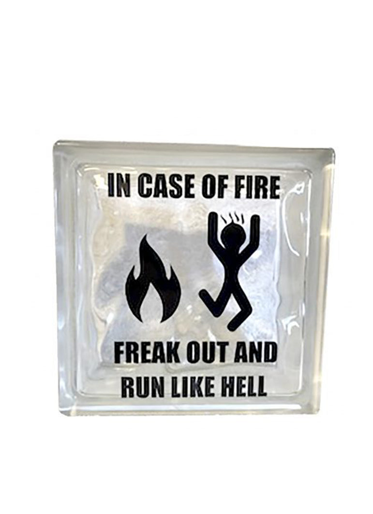 Glassten med lys - In case off fire freak out and run like hell