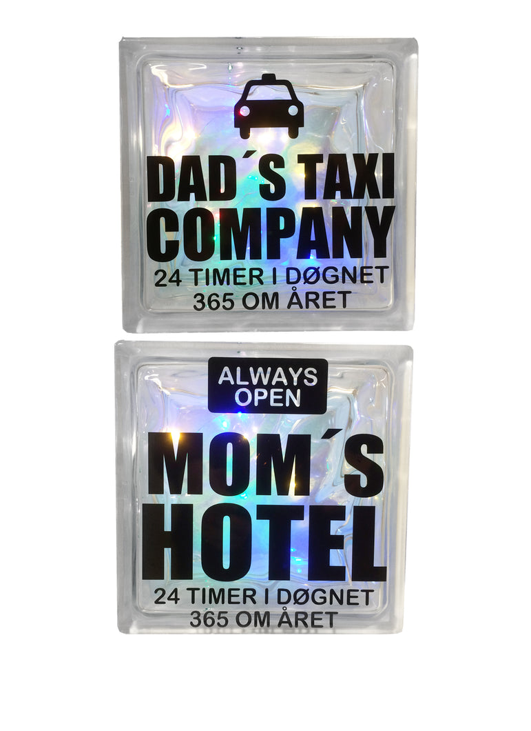 Glassten med lys - Dad & Mom