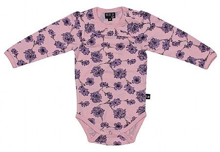 Kids up Lysrød body med blomster(str 68)